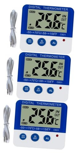 OKUMEYR Lot De 3 Thermomètres Numériques C601 Pour Réfrigérateur Et Congélateur Alarme Fournitures De Cuisine