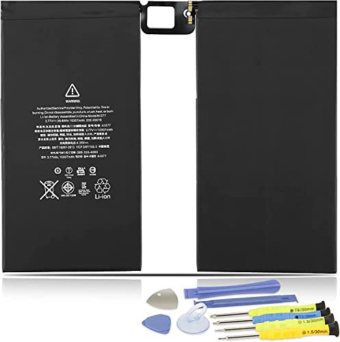 38,8 Wh, 10307 mAh, Ersatzakku für iPad Pro 12.9 A1577 A1584 A1652 ML0F2LL/A ML0G2LL/A ML0H2LL/A ML0N2LL/A ML0Q2LL/A ML0R2LL/A ML0U2LL/A ML0V2LL/A LL/A mit Werkzeugen