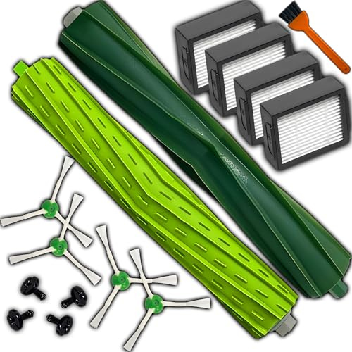 Retoo Ersatzbürsten für Roomba, 2 Gummibürsten, 4 Filter, 4 Seitenbürsten | Kompatibel mit e4, e5, e6, i3, i4, i5, i6, i7, i7+, i8, i8+, j7, inkl. 4 Schrauben und Reinigungsbürste