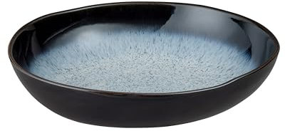 Denby - Halo Large Organic Dish - 28.5cm Length - Organic Shape Reactive Glaze Serving Dish - Black, Grey, White Ceramic Glazed Oven Safe, Dishwasher Safe, Microwave Safe