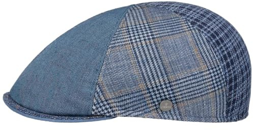 LIERYS Donderon Schirmmütze Patchwork Flatcap Made in Italy Herren Frühling Sommer blau M (56-57 cm)