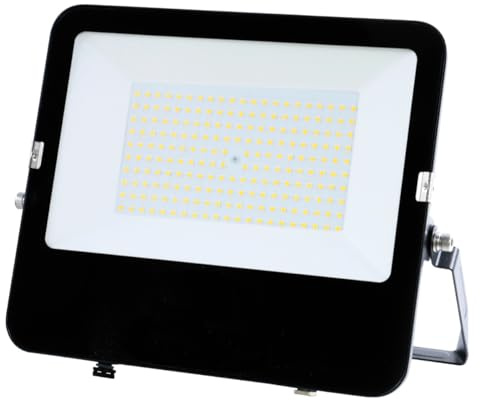 Bright Source LED Floodlight, Photocell, IP65, 150W, 18,000lm, 120° Beam Angle, 6500K Daylight White, Black, with Adjustable Tilt Mounting Bracket & 1m Lead Wire