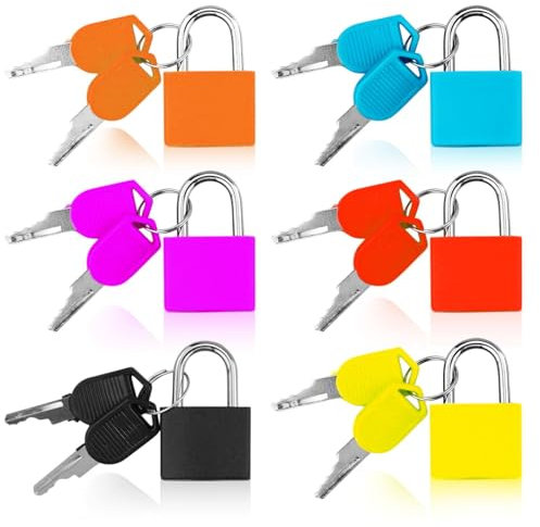 Lucchetti Valigie Mini, 6 Pezzi Piccolo Lucchetti per Valigie con Chiavi, Mini Lucchetto a Chiave, Lucchetti Valigie per Bagagli, Zaino, Cassetto (34 x 22 mm)