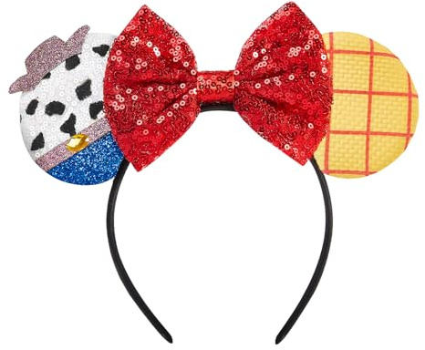 LYLIN Bandeau oreilles de souris avec nœud à paillettes pour enfants et | Accessoires pour cheveux avec oreilles de souris scintillantes, pour fêtes d'anniversaire, cosplay, décorations de fête