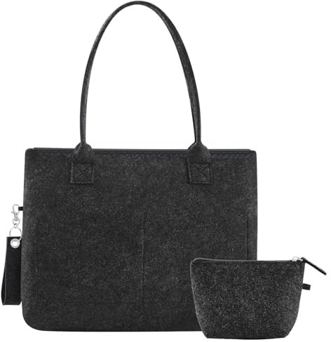 Xuniea Borsa in Feltro con Cerniera da Donna Borsa della Spesa Grande per Pittura a Trama con Sacchetto Cosmetici Portafoglio Portachiavi