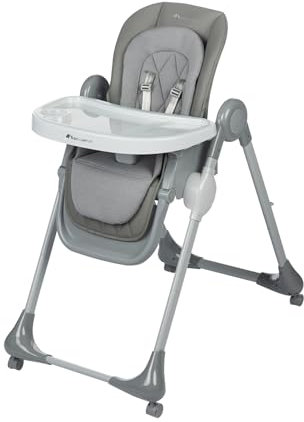 Bebeconfort Olea Baby Highchair, 0-3 Year, 0-15 kg, Fully Adjustable Highchair, 9 Height, 3 Recline Positions, Compact Fold, Easy to Clean, Easy to Move with 4 Swivelling Wheels, Tinted Grey