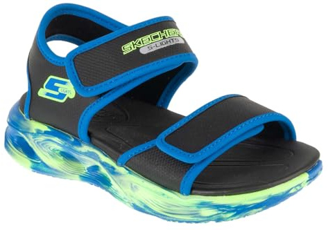 Skechers S-Lights: Sola Glow Sandal - Fusion Brights 407032L-BKBL, Boy sandals, Black, 33 EU