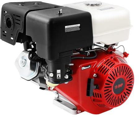 Motor de gasolina de 4 tiempos 15 CV | Motor industrial de 420 cc de aluminio-hierro | 9700 W de refrigeración por aire con protección contra falta de aceite | 3600 rpm + tanque de 6,5 L & ≤374 g/kW·h