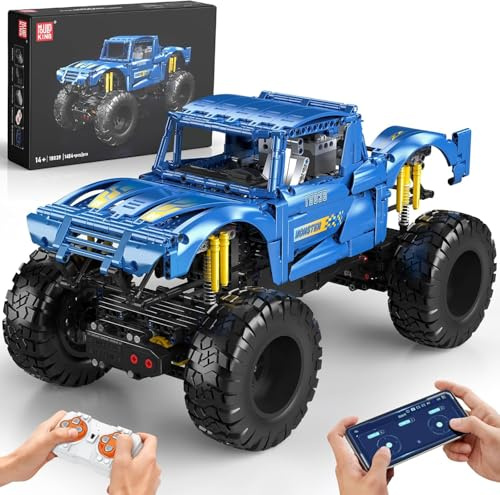 Mould King 18039 Technik Geländewagen-Bausatz, 1454 Teile Monstertruck-Kletterwagen mit Doppelsteuerung, RC-Buggy-Bausteinspielzeug für Jugendliche und Erwachsene ab 14 Jahren