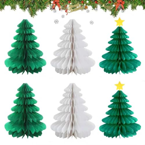 Set de Papel Decorativo para árbol de Navidad de 6 Piezas, árbol de Navidad pequeño, Plegable, decoración de Mesa, decoración para árbol Mini árbol de Mesa, clásicos árboles