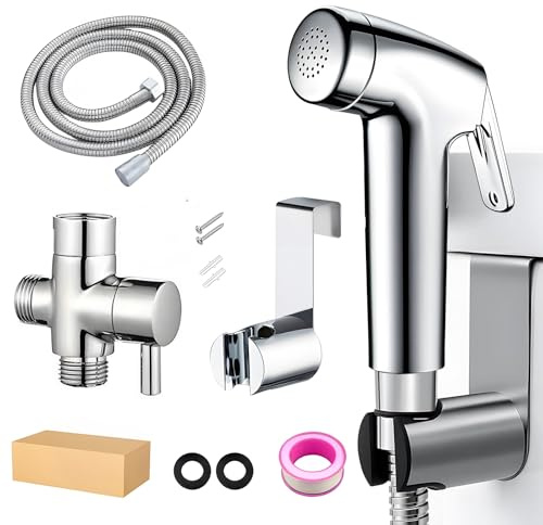 Handheld Bidet Sprayer Kits, Toilet Shower Spray, Handheld Bath Sprayer with 1.2m Bidet Hose, Spray Holder and T-Adapte, Douche Sprays for Bathtub Flushing and Feminine Shower