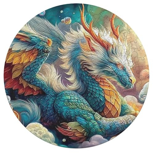 Drachen Rund Puzzles Erwachsene Und Kinder Mit Tierförmigen Puzzleteilen Science Fiction Teenager Schwer Weihnachten Farbverlauf Constellation DIY 195 PCS
