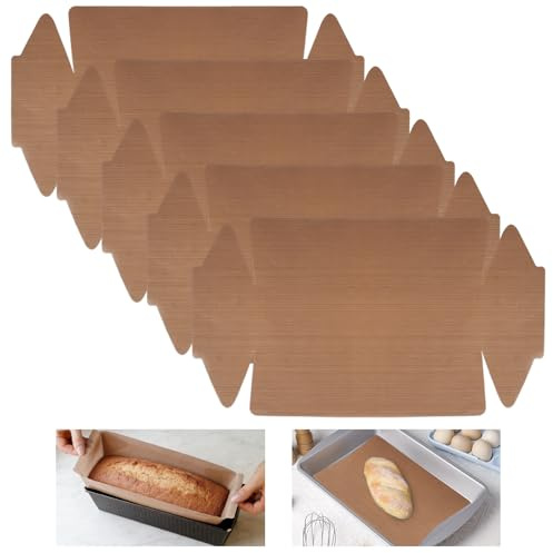 5er Set Wiederverwendbares Backpapier,Premium Dauerbackfolie Kastenform Ohne PFAS und BPA,Hitzebeständig 230 Grad,Antihaftbeschichtet,Backzubehör Zuschnitte für Backofen,Backblech,Kastenform,43 * 24cm