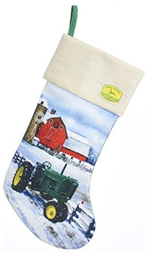 Kurt Adler John Deere Weihnachtsstrumpf, Hängeschmuck, Rot, Metall, 19 in, Hängend, Weihnachten