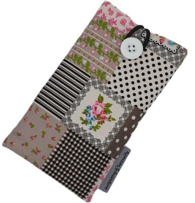anpassbare Handytasche Stoff mit Knopf für alle Handymodelle- Patchwork Rosen -