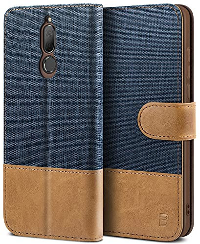 BEZ Funda para Huawei Mate 10 Lite, Carcasa Compatible para Huawei Mate 10 Lite, Libro de Cuero con Tapas y Cartera, Cover Protectora con Ranura para Tarjetas y Billetera, Cierre Magnético, Azul