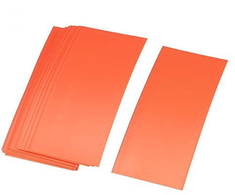 sourcingmap 18650 Battery Wrap PVC Heat Shrink Tubing 29.5mm Flat Width Pre Cut 72mm Orange Pack of 20