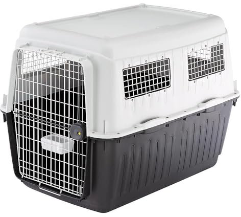 Ferplast Hundetransportbox Transportbox für große Hunde ATLAS 80, Reisebox für Hunde, Sicherheitsverriegelung, Lüftungsgitter, 80 x 118 x h 88 cm Grau