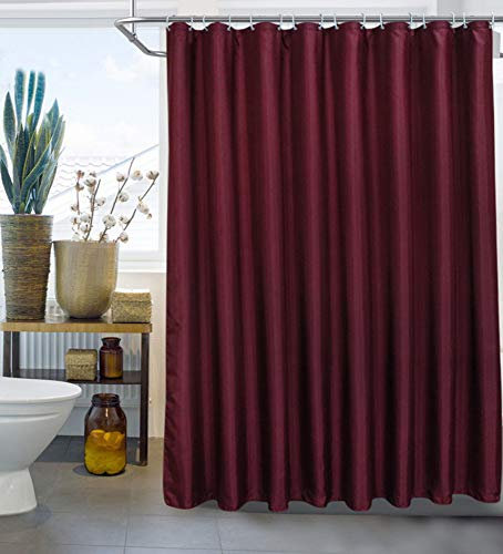 ufengke Duschvorhang Rot Einfarbig mit 12 Haken Burgund Duschvorhang aus Stoff Polyester Wasserdicht Anti Schimmel für Badezimmer (180X180 cm)