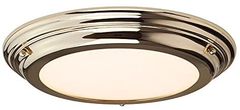 Licht-Erlebnisse LED Deckenleuchte ANISA Bad Beleuchtung in Messing poliert IP54 Ø36cm Jugendstil Design edel Badezimmer Lampe