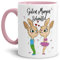 Tasse mit Spruch Hasenliebe - Guten Morgen Schnuffel - Geschenk-Idee/Süßer Hase/Kaffee-Tasse/Ostern/Liebe - Innen & Henkel Rosa