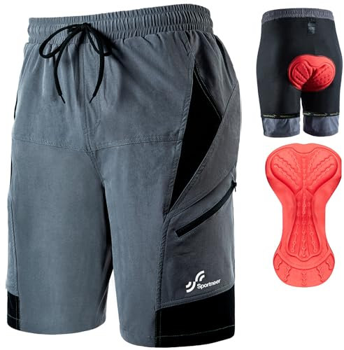 Sportneer MTB Radlerhose Herren Gepolsterte Radhose Herren Radlerhose 3D Gefüttert Mountainbike Radsport Sport Radfahren Outdoor