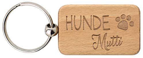 Spruchreif | Schlüsselanhänger aus Holz mit Gravur „Hunde Mutti“ | Perfekte Geschenkidee für Hundebesitzer & Hundefans | Ideal als kleines Geschenk