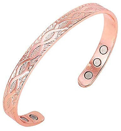 Damen-Armband aus Kupfer, offen, exquisit gemustert, Magnet-Energie-Armband für Damen, Kupfer-Handschmuck