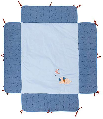 Nattou Laufgittereinlage mit Seitenpolsterung Hund Jim, 95 x 75 cm, Jim und Bob, Blau