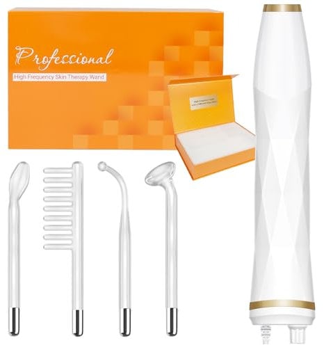 High Frequency Facial Machine - TUMAKOU Neon Portable High Frequency Facial Skin Light Therapy Wand Device with 4 Electrodes for Acne, Wrinkle Removal, Hair Regrowth, Skin Tightening, Anti Aging