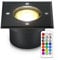lambado® Flacher LED Bodenstrahler RGB für Aussen mit Farbwechsel dimmbar inkl. Fernbedienung - Schwarz eckige Bodenleuchte/Bodeneinbaustrahler IP67 - Befahrbar & Wasserdicht
