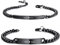 MunkiMix 2 Stück Personalisierte Paar Armbänder Set Benutzerdefinierte Gravur Name für Männer Frauen Freund Freundin Edelstahl Bar Einstellbare Bordstein Link Liebe Beziehung (Schwarze Farbe)