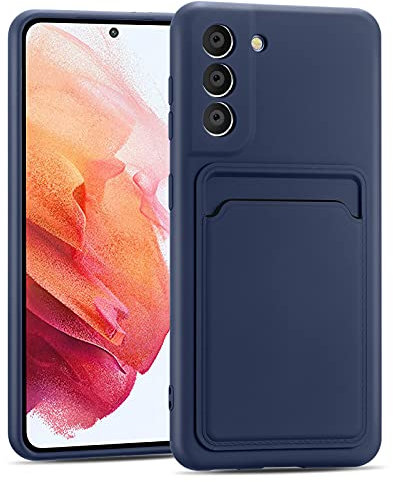 CoolGadget Card Case für Samsung Galaxy S21 FE, TPU Schutzhülle mit Kartenfach und erhöhtem Kantenschutz, Blau