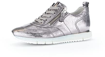 Gabor Damen Low-Top Sneaker, Frauen Halbschuhe,Wechselfußbett,Best Fitting,Turnschuhe,Laufschuhe,schnürschuhe,schnürer,a`Silber,38 EU / 5 UK