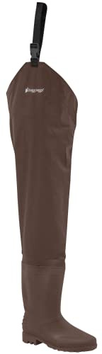 FROGG TOGGS Rana II Waterproof PVC Fishing Bootfoot Hip Wader for Fishing, Brown Cleated, 8