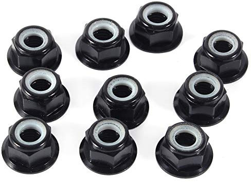 Dado di Bloccaggio in Nylon, 10 Pezzi Anodizzato M5 Kit di Assortimento in Lega di Alluminio con Inserto in Nylon Esagonale Nero Dadi Autobloccanti