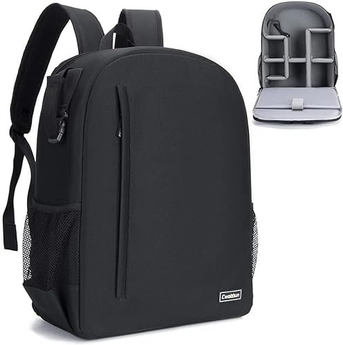 Cwatcun Camera Backpack Bag with Tripod Holder Anti-Theft Waterproof Camera Bag with 15.6' Laptop Compartment Fit for Canon Nikon Sony DSLR SLR Camera for Women Men Photographer (Large, 3.0 Black)