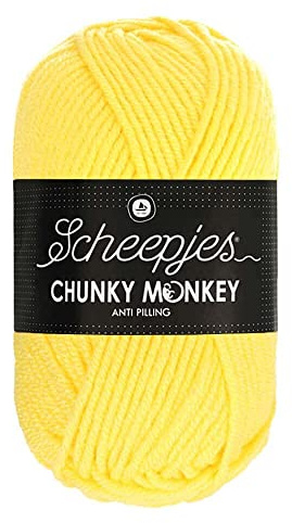 Scheepjes Chunky Monkey Aran Weight Yarn | 100g Ball | Anti-Pilling Acrylic | Soft & Hypoallergenic for Knitting and Crochet Blankets, Toys & Garments (1263 Lemon)
