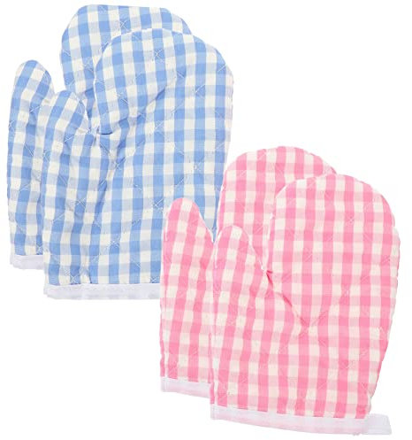 KICHOUSE 4pcs Heat Resistant Oven Gloves Boys and Girls Baking Mitts Polyester Insulated Gloves Non-slip Microwave Mitts for Kitchen Cooking