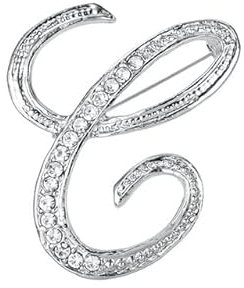 TIVAS Argent Clair Cristal Strass Lettres Initiales Décor Broche Broche Bijoux