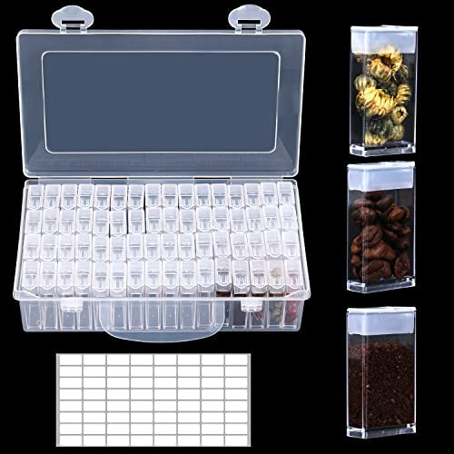 TOYMIS Samen Organizer, 64 Fächer Saatgut Aufbewahrung mit Etiketten Aufklebern, Diamond Painting Zubehör Boxen Aufbewahrungsbox zum Kategorisieren und Aufbewahren von Saatgut Nägel Perlen Strass