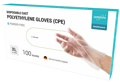 EUROPAPA® 100, 200, 300, 450 Vorteilspack CPE transparenz Einweghandschuhe in Box Einmalhandschuhe latexfrei Gummihandschuhe puderfrei Handschuhe in Gr. S,M,L,XL (100, XL)
