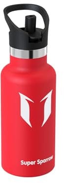 Super Sparrow Water Bottle Stainless Steel - Metal Water Bottle - 350ml - Insulated Water Bottles - Water Bottle with Straw Lid - BPA Free Kids Water Bottle - Flask for Gym, Travel, Sports