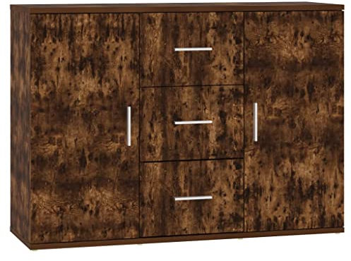 vidaXL Sideboard Schrank Anrichte Kommode Beistellschrank Mehrzweckschrank Standschrank Wohnzimmerschrank Räuchereiche 91x29,5x65cm Holzwerkstoff