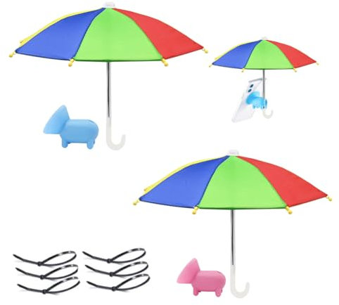 4pcs Phone Holder with Sun Umbrella - Phone Umbrella Suction Cup Stand, Desktop Piggy Phone Holder,Durable Mobile Phone Suction Cup Holder Outdoor Sun Umbrella Mobile Phone Holder(Color)