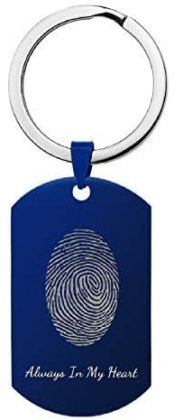 Qina C. Personalisierte Gravur Benutzerdefinierte Oval Fingerabdruck Fußabdruck Bild Foto Liebe Hinweis Text Dog Tag Anhänger Schlüsselanhänger Gedenkgeschenke F/Sohn Tochter Papa Mama Familie