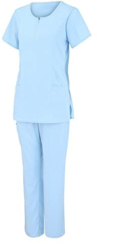 ADMAY Warme und bequeme Winter 2023 Y20K Farbe Frauen Langarm Arbeitsanzug Overall Damen Kurze Uniform V-Ausschnitt Causel Elastische Hosen, blau, XXL