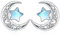Eusense Stern und Mond Ohrstecker 925 Sterling Silber Mond Ohrstecker Mondstein Ohrringe Schmuck Geschenk für Frauen Mädchen
