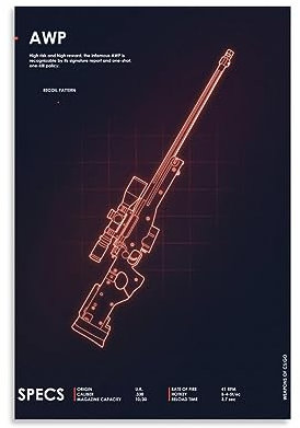 CSGO AWP Super Magnum Game Poster Dekorative Malerei Leinwand Wandkunst Wohnzimmer Poster Schlafzimmer Malerei, Leinwand Kunst Poster Und Wandkunst Bilddruck Moderne Familienzimmer Dekor 12x18inch(30x