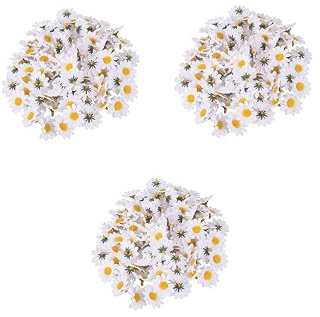 Warmhm 300 Stück Künstliche Gerbera Gänseblümchen-Köpfe Aus Stoff Für DIY-Hochzeit Partydekoration Scrapbooking Karten Fotoalben Schleifen Clips Und Bastelprojekte